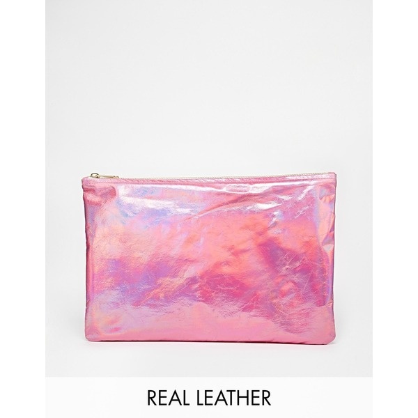 American Apparel - Schimmernde Lederclutch - Rosa pink