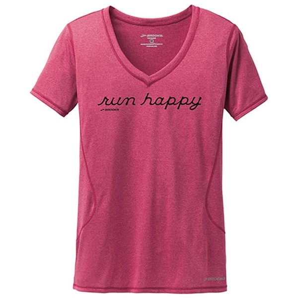 Brooks: Damen Laufshirt Versatile Printed S/S III Graphi Run Happy W beere, beere