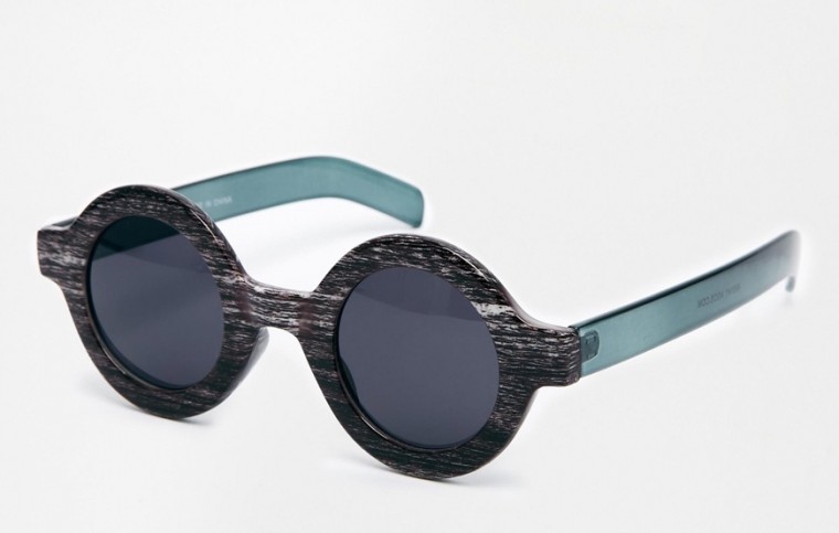 ASOS Runde Sonnenbrille in Holzoptik Braun