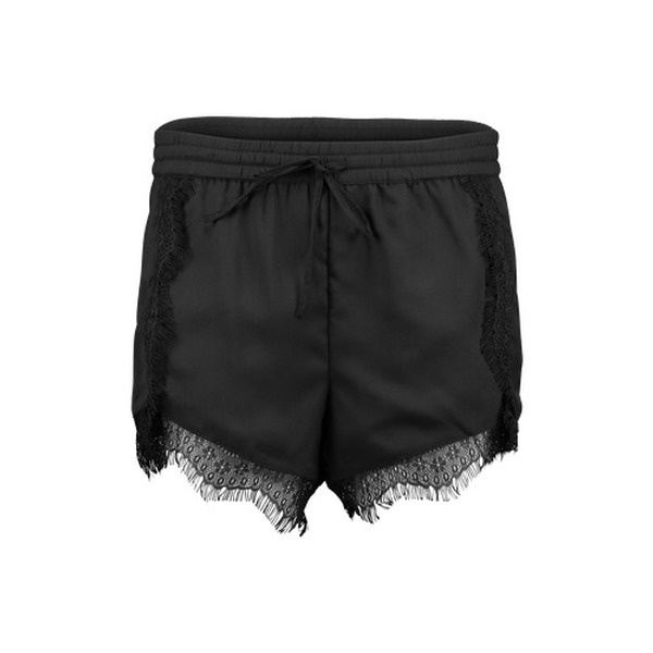 VERO MODA Chiffonshorts mit Spitze 'Lata' schwarz