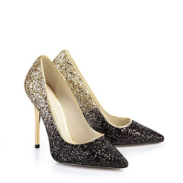 Buffalo Glitzer Pumps in schwarz/gold