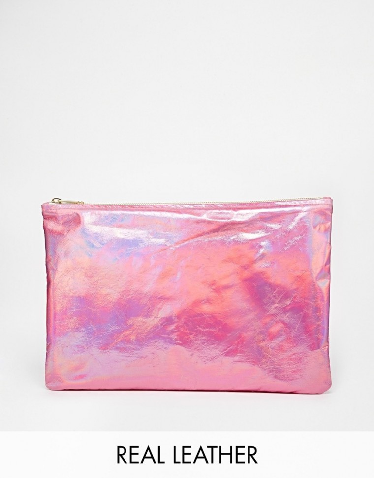American Apparel - Schimmernde Lederclutch - Rosa pink