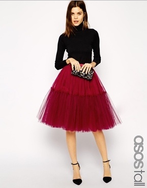 ASOS TALL - Netzstoffrock im Tutu-Stil - rot tüll