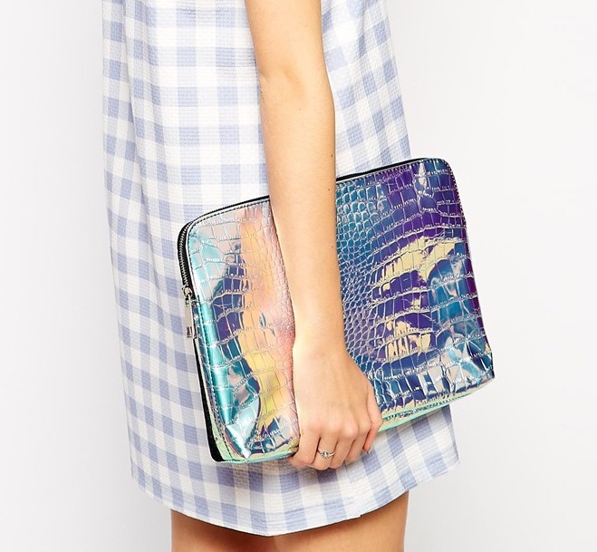 ASOS - Holografische Clutch mit Netzeinsatz - Silber