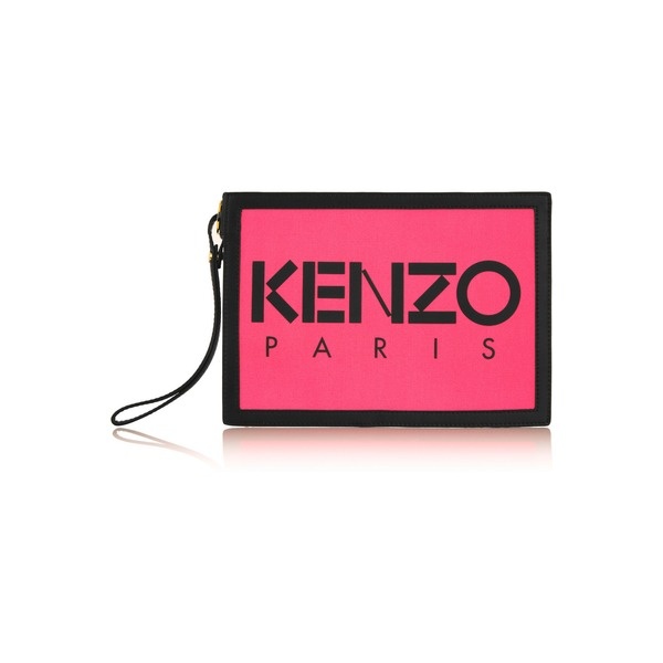 Beutel aus Canvas und Leder in Neon kenzo clutch pink rosa
