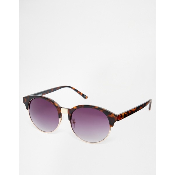 ASOS - Runde Sonnenbrille mit Halbfassung - Tortoise